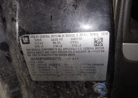 2011 Chevrolet Hhr Lt from USA, damaged, VIN 3GNBABFW8BS582753